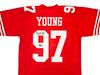 San Francisco 49ers Bryant Young Autographed Red Jersey "HOF 22" Beckett BAS Witness Stock #218751