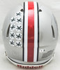 Justin Fields Autographed Ohio State Buckeyes Silver Full Size Authentic Speed Helmet Beckett BAS Witness Stock #218743