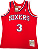 Philadelphia 76ers Allen Iverson Autographed Red Authentic Mitchell & Ness 2002-03 HWC Swingman Jersey Size L Beckett BAS Witness Stock #220413