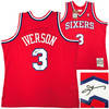 Philadelphia 76ers Allen Iverson Autographed Red Authentic Mitchell & Ness 2002-03 HWC Swingman Jersey Size XL Beckett BAS Witness Stock #220414