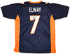 Denver Broncos John Elway Autographed Blue Jersey Beckett BAS Witness Stock #220372