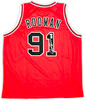 Chicago Bulls Dennis Rodman Autographed Red Jersey JSA Stock #215734