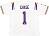 LSU Tigers Ja'Marr Chase Autographed White Jersey Beckett BAS Witness Stock #220608