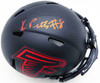 Kyle Pitts Autographed Atlanta Falcons Eclipse Black Speed Mini Helmet Beckett BAS Witness #WL88294