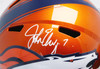 John Elway Autographed Denver Broncos Flash Orange Full Size Replica Speed Helmet Beckett BAS Witness #W150515