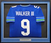 Seattle Seahawks Kenneth Walker III Autographed Framed Blue Throwback Jersey Beckett BAS Witness Stock #221131