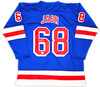 New York Rangers Jaromir Jagr Autographed Blue, Red & White Jersey Beckett BAS Witness Stock #221070