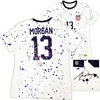 Team USA Alex Morgan Autographed White Nike Splash Jersey Womens Size L Beckett BAS Witness Stock #221521