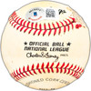 Mike Schmidt Autographed Official Feeney NL Baseball Philadelphia Phillies (Damage) Beckett BAS #BK44316