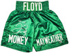 Floyd Mayweather Jr. Autographed Green Boxing Trunks "50-0" Beckett BAS Witness Stock #221643