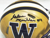 Jalen McMillan Autographed Washington Huskies Gold Speed Mini Helmet MCS Holo Stock #222064