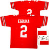 Ohio State Buckeyes Emeka Egbuka Autographed Red Jersey Beckett BAS Witness Stock #222841