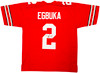 Ohio State Buckeyes Emeka Egbuka Autographed Red Jersey Beckett BAS Witness Stock #222841