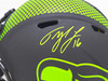 Tyler Lockett Autographed Seattle Seahawks Eclipse Black Full Size Replica Speed Helmet (Signed Twice, Smudge) MCS Holo #82185