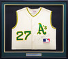 Oakland A's Jim "Catfish" Hunter Autographed Framed Cream & Green Authentic Mitchell & Ness Jersey JSA #XX71929