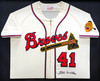 Eddie Mathews Autographed Framed Grey Authentic Mitchell & Ness Jersey Milwaukee Braves Size L Beckett BAS #BK44626