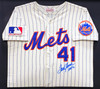 Tom Seaver Autographed Framed Cream Pinstripes Authentic Mitchell & Ness Jersey New York Mets "HOF 92" 100th Anniversary Patch Size L Beckett BAS QR #BK44628