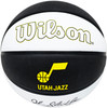 John Stockton Autographed Black & White Team Tribute Utah Jazz Logo Basketball Beckett BAS Witness Stock #224370