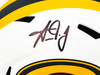 Aaron Jones Autographed Green Bay Packers Lunar Eclipse White Full Size Speed Replica Helmet Beckett BAS Witness Stock #224720