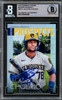 Jackson Chourio Autographed 2023 Bowman Modern Prospects Rookie Card #MP12 Milwaukee Brewers Beckett BAS #16545484