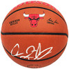 Dennis Rodman Autographed Composite Leather Chicago Bulls Logo Basketball Beckett BAS Witness Stock #224809