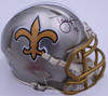 Taysom Hill Autographed New Orleans Saints Flash Gold Mini Helmet Beckett BAS QR #BE17580