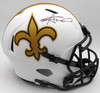 Alvin Kamara Autographed Lunar Eclipse White Full Size Replica Helmet New Orleans Saints Beckett BAS QR #1W403073