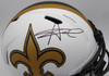 Alvin Kamara Autographed Lunar Eclipse White Full Size Replica Helmet New Orleans Saints Beckett BAS QR #1W403069