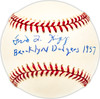 Fred Kipp Autographed Official NL Baseball Brooklyn Dodgers "1957" Beckett BAS QR #BM25073
