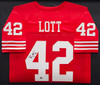 San Francisco 49ers Ronnie Lott Autographed Framed Red Jersey Beckett BAS Witness #WZ61084