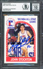 John Stockton Autographed 1989-90 Hoops Card #297 Utah Jazz Auto Grade Gem Mint 10 Beckett BAS #16703470