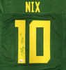 Oregon Ducks Bo Nix Autographed Green Jersey Beckett BAS QR #BH52787