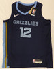 Memphis Grizzlies Ja Morant Autographed Dark Blue Nike Icon Swingman Edition Jersey Size L Beckett BAS QR #BJ34616