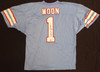 Houston Oilers Warren Moon Autographed Blue Jersey Beckett BAS QR #BL93444