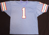 Houston Oilers Warren Moon Autographed Blue Jersey Beckett BAS QR #BL93444