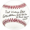 Ed Mickelson Autographed Official MLB Baseball St. Louis Browns "Last RBI for Browns 9/27/53 Elliott" Beckett BAS QR #BM25975