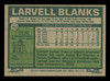Larvell Blanks Autographed 1977 Topps Card #441 Card Cleveland Indians SKU #241136