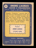 Andre Lacroix Autographed 1969-70 Topps Card #98 Philadelphia Flyers SKU #251198