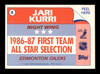 Jari Kurri Autographed 1987-88 Topps Stickers Card #4 Edmonton Oilers SKU #251595