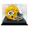 Single Acrylic Full Size Football Helmet Display Case - Black Base With Mirror Back Stock #251002