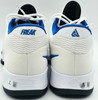 Giannis Antetokounmpo Autographed 2022 Player Exclusive (PE) Promo Duke Blue Devils White & Royal Blue Nike Zoom Freak 4 NCAA Shoes Size 17 Beckett BAS Witness #3W397295 #3W397296