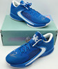 Giannis Antetokounmpo Autographed 2022 Player Exclusive (PE) Promo Royal Blue & White Nike Zoom Freak 4 NCAA Shoes Size 16 Beckett BAS Witness #3W396586 #3W396587