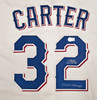 Texas Rangers Evan Carter Autographed White Nike Jersey Size M "23 WS Champs" Beckett BAS Witness Stock #252436