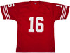 San Francisco 49ers Joe Montana Autographed Red Jersey Beckett BAS QR Stock #253485