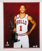 Derrick Rose Autographed Framed 16x20 Photo Chicago Bulls MVP Trophy PSA/DNA #4A07260