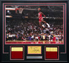 Michael Jordan Autographed Framed Cut Signature Collage With Game Used Floor Pieces & Poster Chicago Bulls "My Very Best" Beckett BAS #AE49191