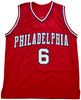 Philadelphia 76ers Julius "Dr. J" Erving Autographed Red Jersey Beckett BAS Witness Stock #253704 Philadelphia 76ers Julius "Dr. J" Erving Autographed Red Jersey Beckett BAS Witness Stock #253704