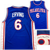 Philadelphia 76ers Julius "Dr. J" Erving Autographed Blue Jersey Beckett BAS Witness Stock #253703 Philadelphia 76ers Julius "Dr. J" Erving Autographed Blue Jersey Beckett BAS Witness Stock #253703
