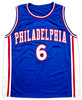 Philadelphia 76ers Julius "Dr. J" Erving Autographed Blue Jersey Beckett BAS Witness Stock #253703 Philadelphia 76ers Julius "Dr. J" Erving Autographed Blue Jersey Beckett BAS Witness Stock #253703