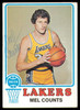 Mel Counts Autographed 1973-74 Topps Card #151 Los Angeles Lakers SKU #255294